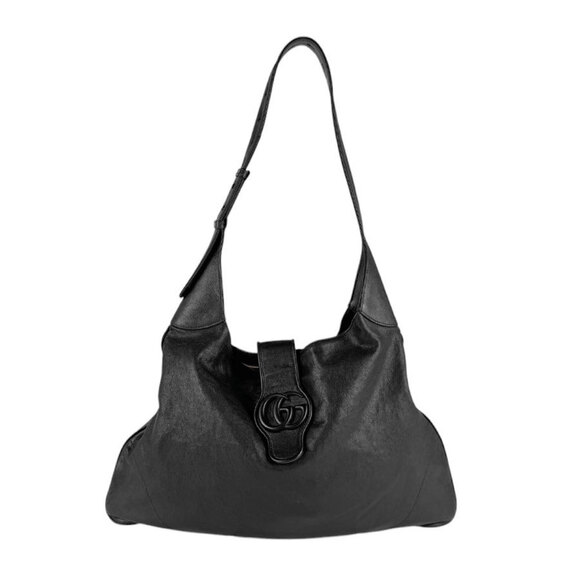 GUCCI Black Leather GG Marmont Shoulder Bag - Picture 1 of 5